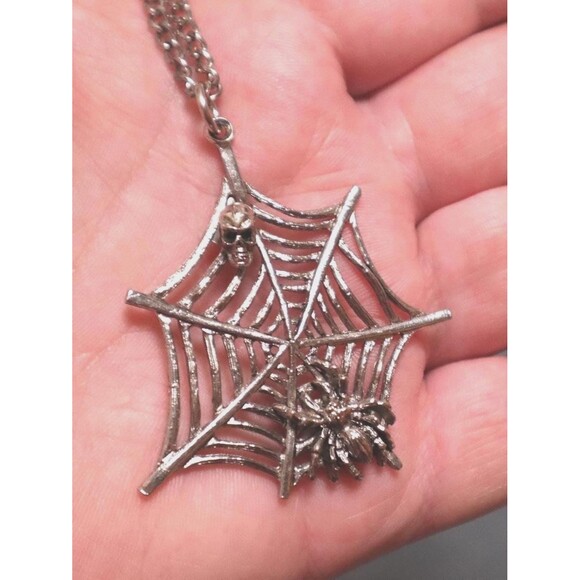 Vintage Spider in Web Necklace JPI Halloween Jewelry - Picture 1 of 3